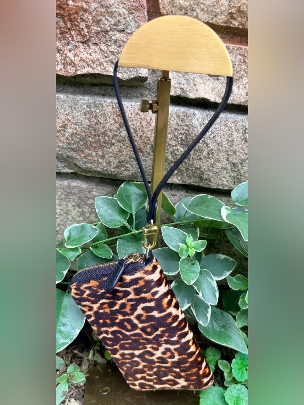 New Mark & Graham Calfskin Leopard print Wristlet NWOT